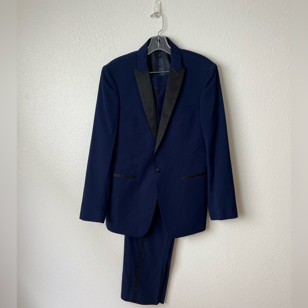 Calvin Klein royal blue two-piece tuxedo suit